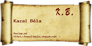 Kazal Béla névjegykártya